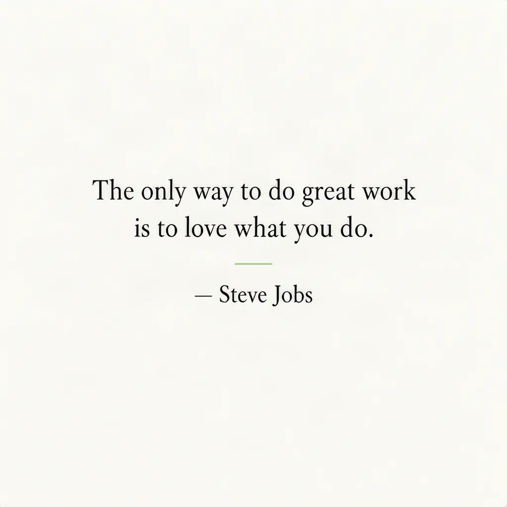 Minimal white quote card with a Steve Jobs quotation and attribution